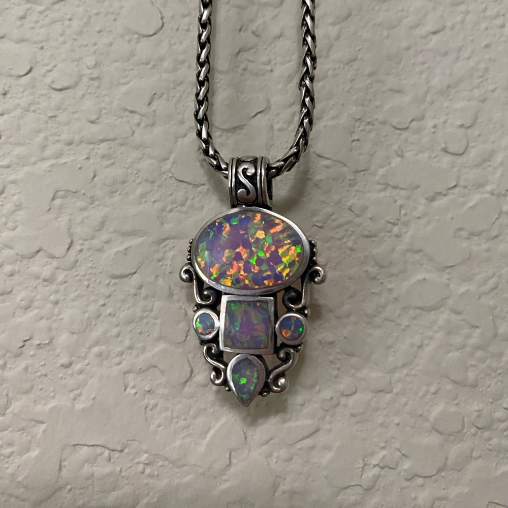 Vintage 925 Australian opal necklace 32 cm